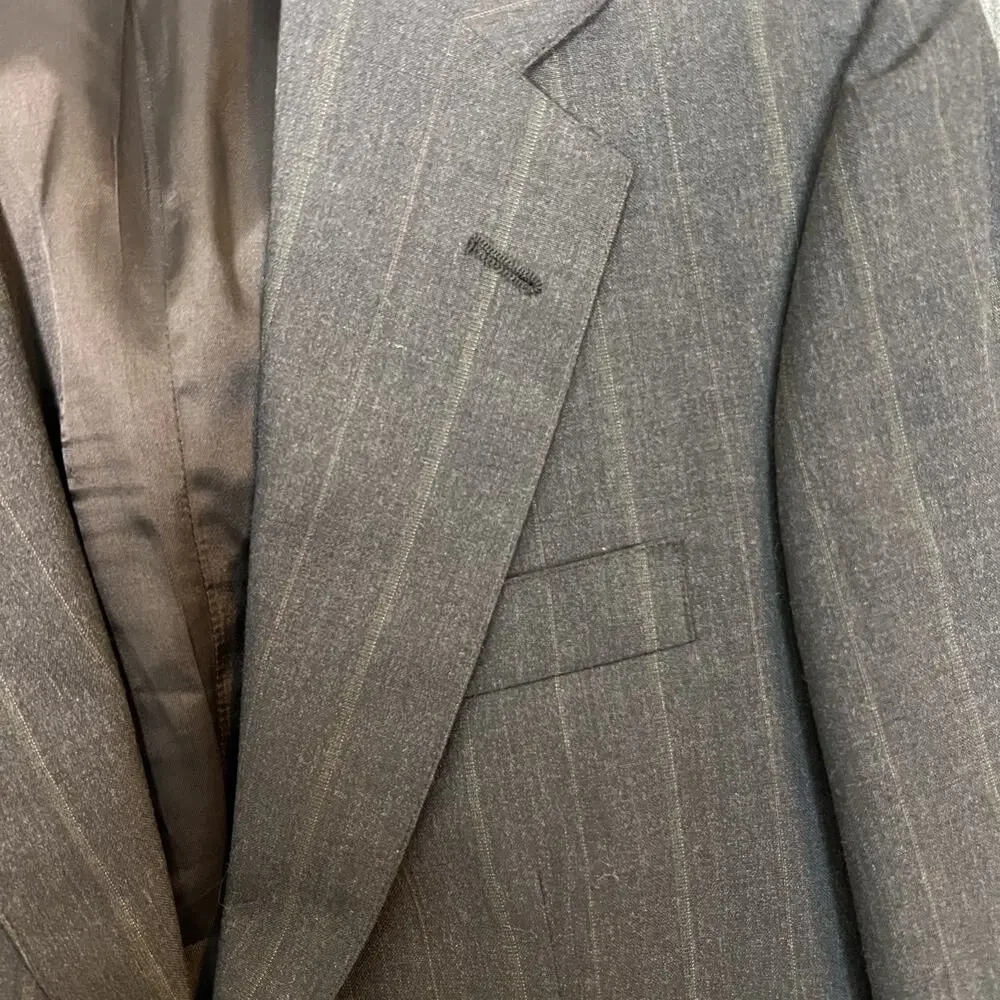 Polo University Club By Ralph Lauren Mens Blazer Sz 38 Gray Striped Wool Preppy